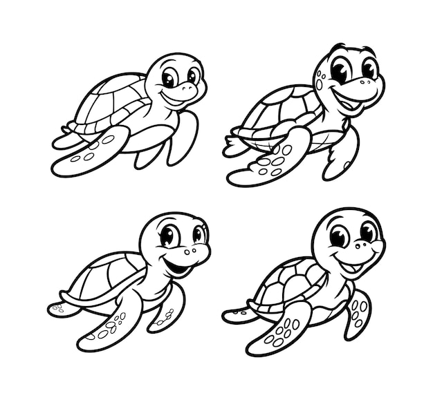 Página para colorear de las adorables tortugas marinas