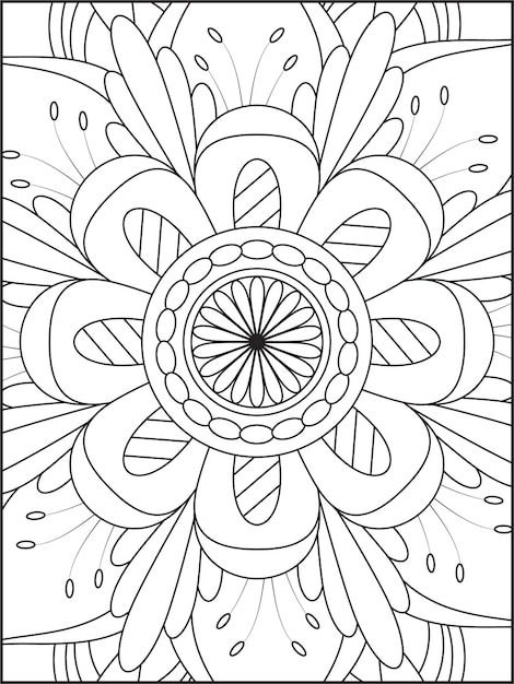 Página para colorear para adultos, mandala de flores para colorear. fondo de flores. página del libro de colorear mandala.