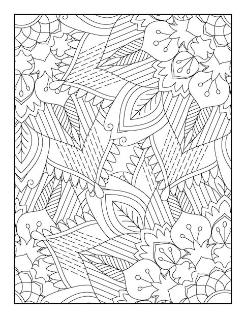 Página para colorear para adultos, página para colorear de mandala floral.