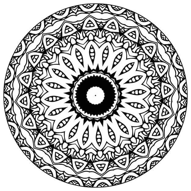 Página para colorear para adultos con patrón de flores. Guirnalda de garabatos en blanco y negro. Mándala de flores.