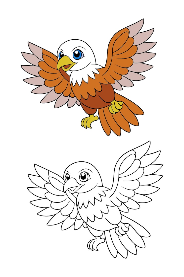 Vector página para colorear del águila calva para niños