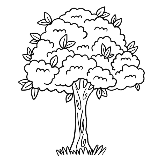 Vector página para colorear aislada del árbol grande del día de la tierra para niños