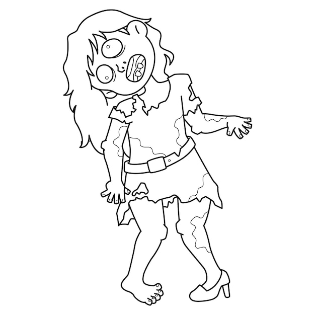 Vector página de colorear aislada de chicas zombies para niños