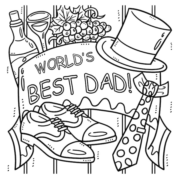 Vector página para colorear aislada del mejor papá del mundo del día del padre