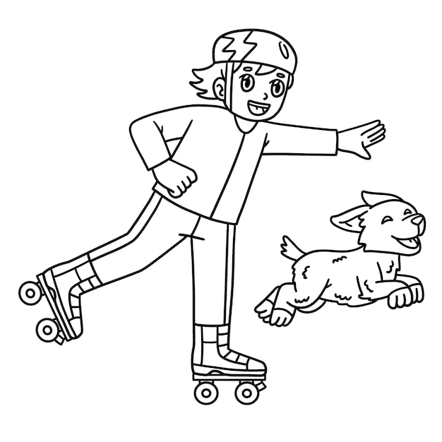 Página de colorear aislada para niños con patinaje sobre ruedas