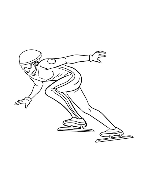 Página para colorear aislada de patinaje de velocidad para niños