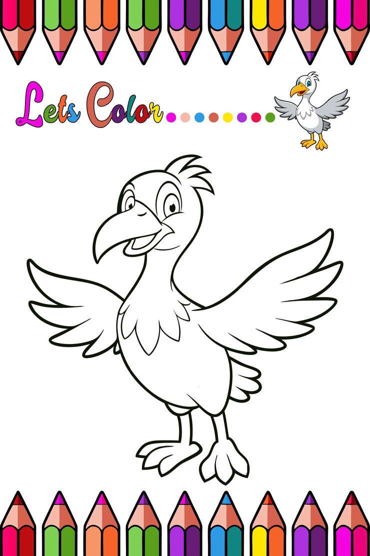 Página para colorear Albatros para niños Divertida e imprimible Diseño de pájaros en blanco y negro para el aprendizaje