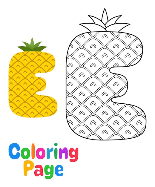 Página para colorear con el Alfabeto E para niños