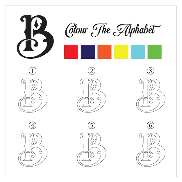 Vector página para colorear del alfabeto. educa a tu hijo con conocimientos de coloración.