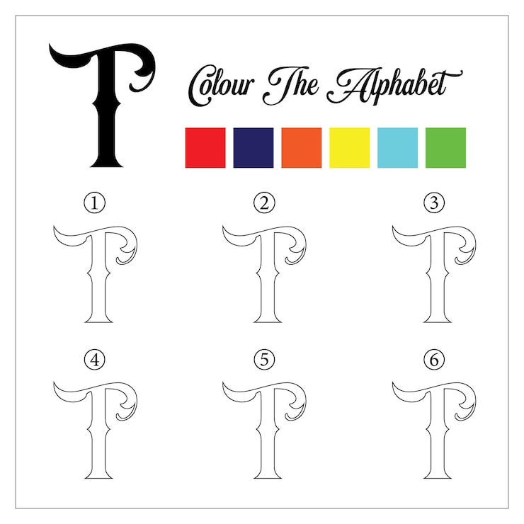 Vector página para colorear del alfabeto. educa a tu hijo con conocimientos de coloración.