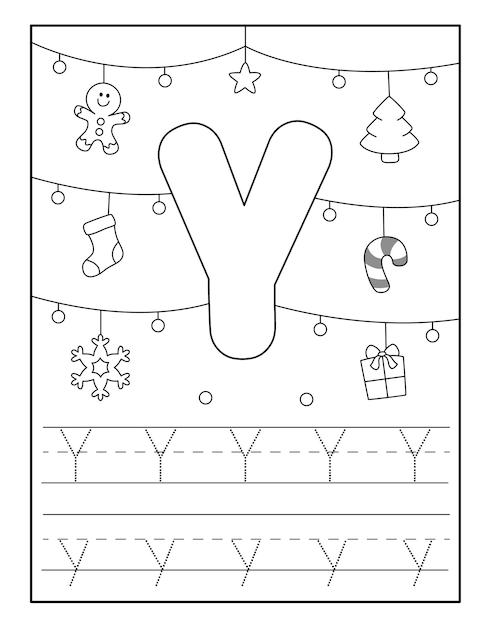 Página para colorear alfabeto de Navidad para niños