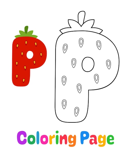 Página para colorear con alfabeto p para niños