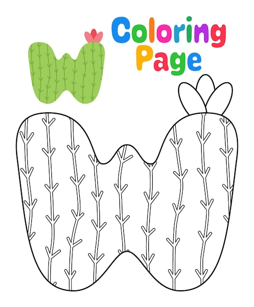 Página para colorear con alfabeto w para niños