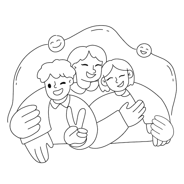 Página para colorear alfabetos vector tres mejores amigos photo