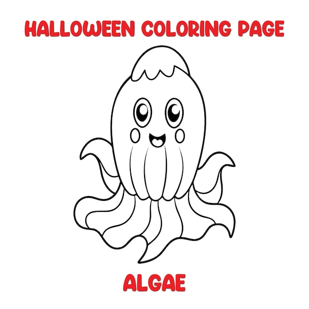 Página para colorear algas de Halloween para niños