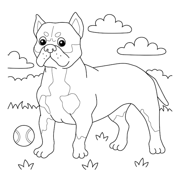 Vector página para colorear de american bully dog para niños