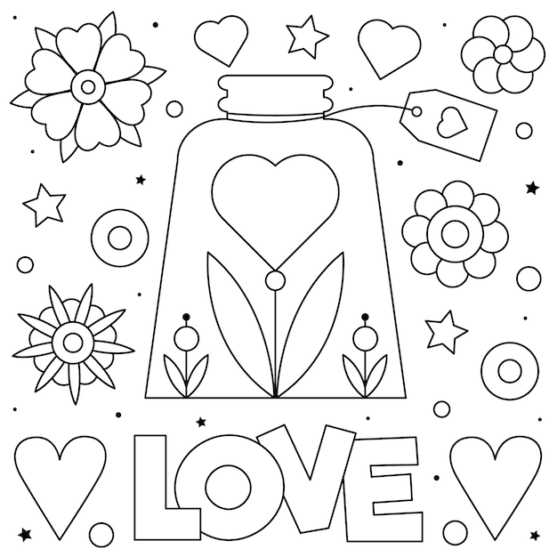 Vector página para colorear de amor