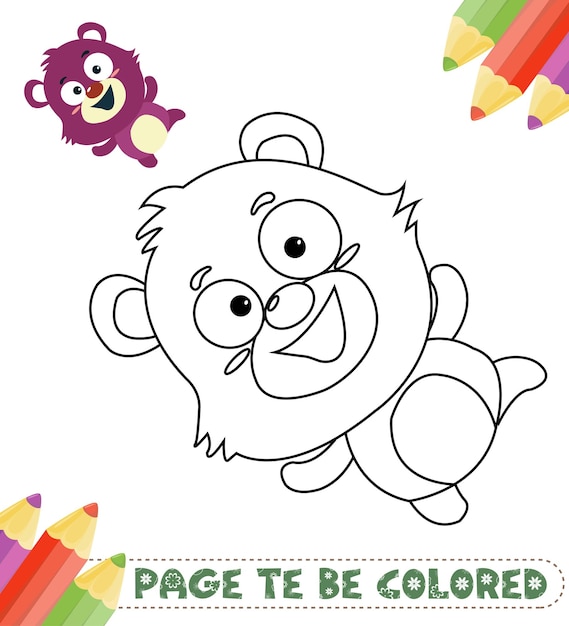 Vector página para colorear de animales bebés