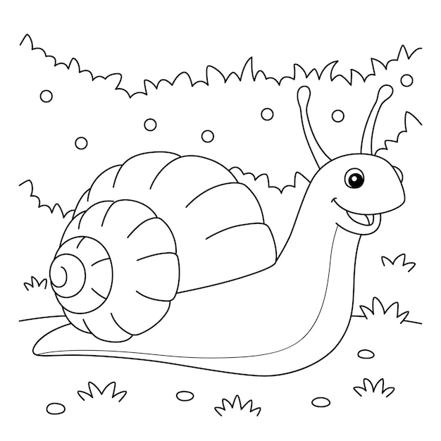 Vector página para colorear de animales caracol para niños