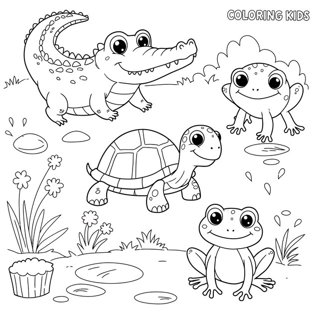 Página para colorear Animales de dibujos animados