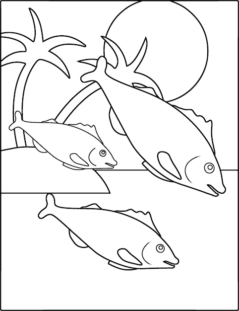 Página para colorear de animales del océano útil como libro para colorear para niñosPeces lindos