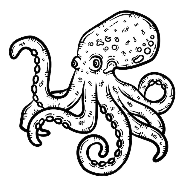 Vector página para colorear de animales pulpo para adultos