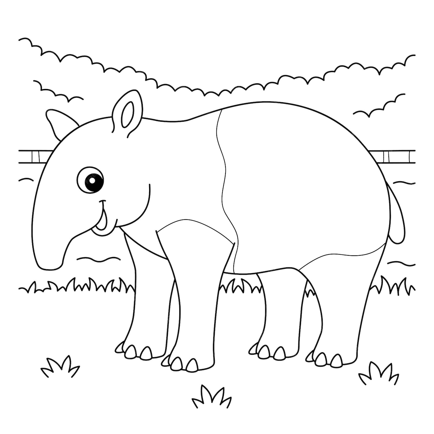 Página para colorear de animales tapir para niños | Vector Premium