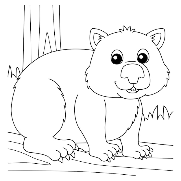 Página para colorear de animales Wombat para niños