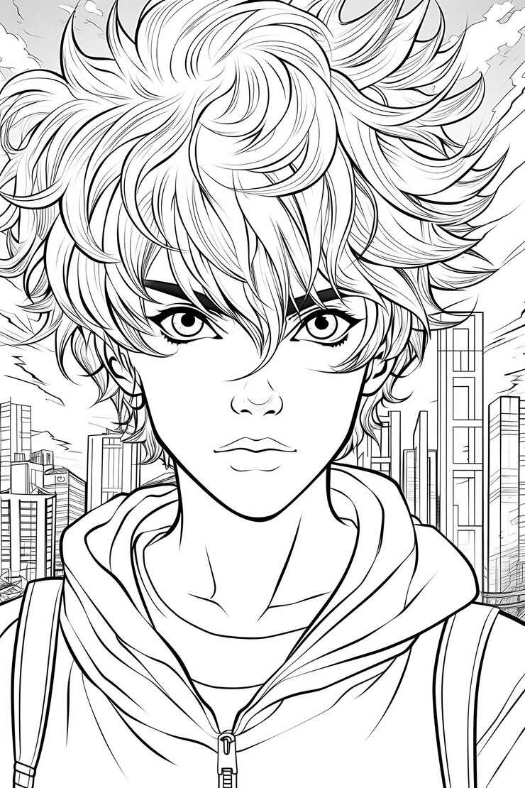 Vector página para colorear de anime