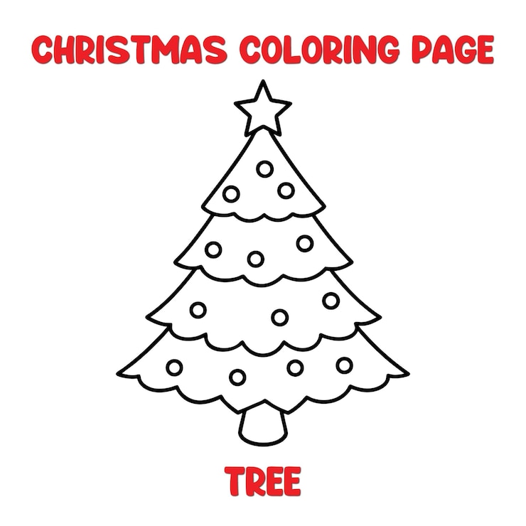 Vector página para colorear árbol de navidad para niños