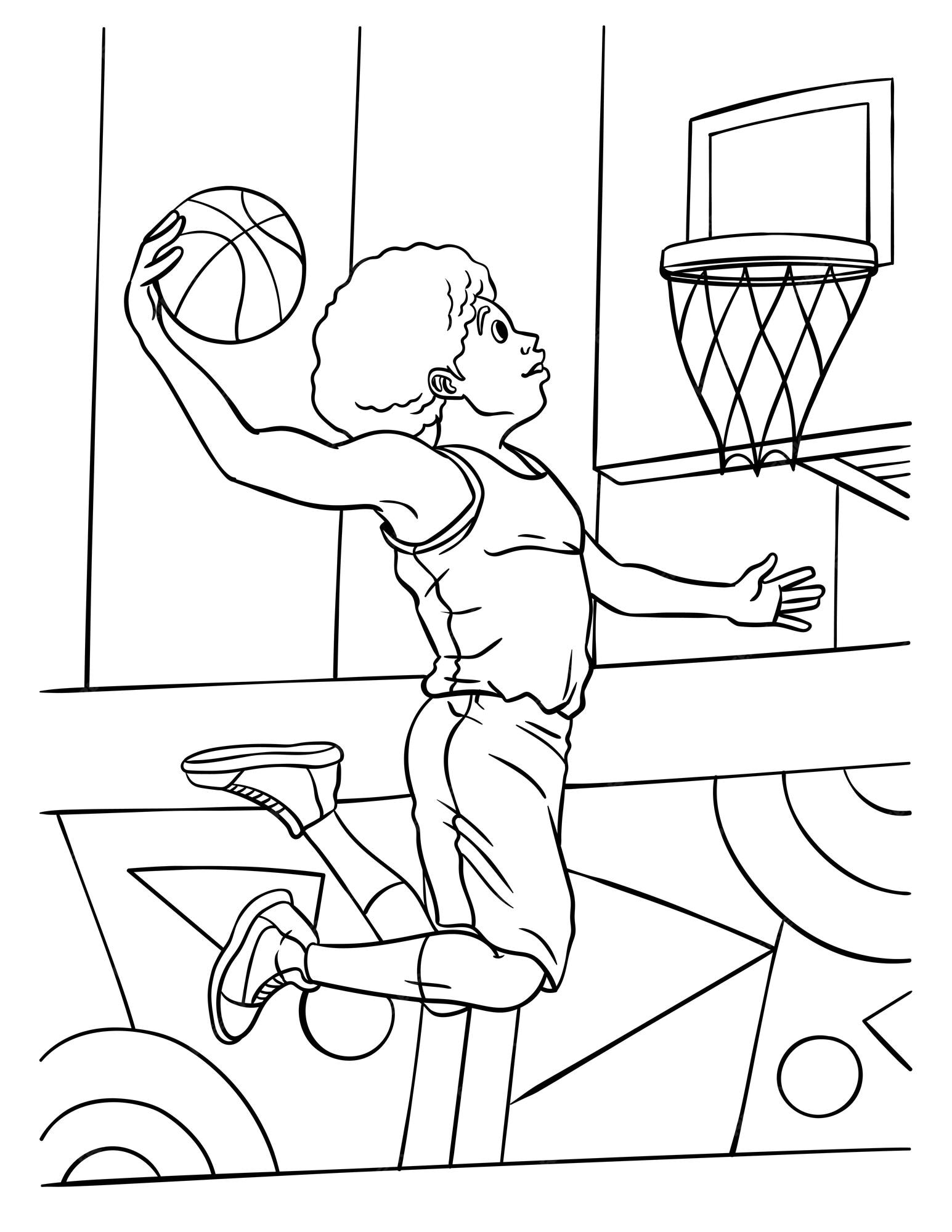 Página para colorear de baloncesto para niños | Vector Premium