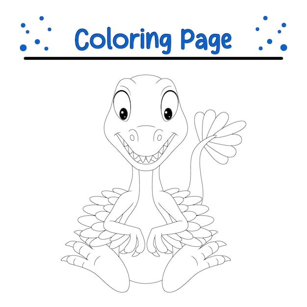 Página de colorear para el bebé dinosaurio velociraptor