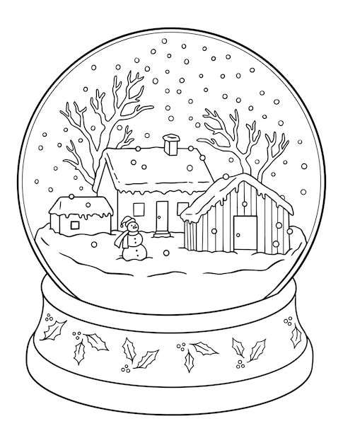 Pagina Para Colorear De Bola De Nieve De Navidad