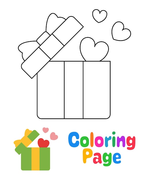 Página para colorear con caja de regalo para niños