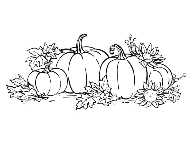 Página para colorear Calabaza de Acción de Gracias de otoño