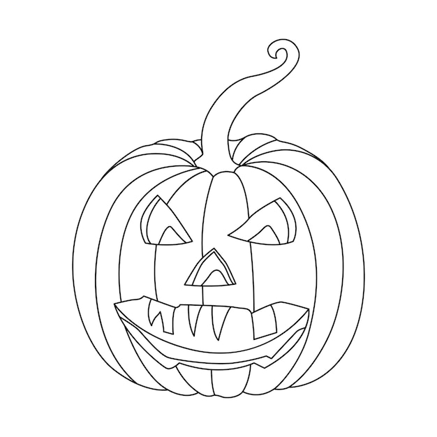 Página para colorear de calabaza ilustración de vector de arte de una sola línea