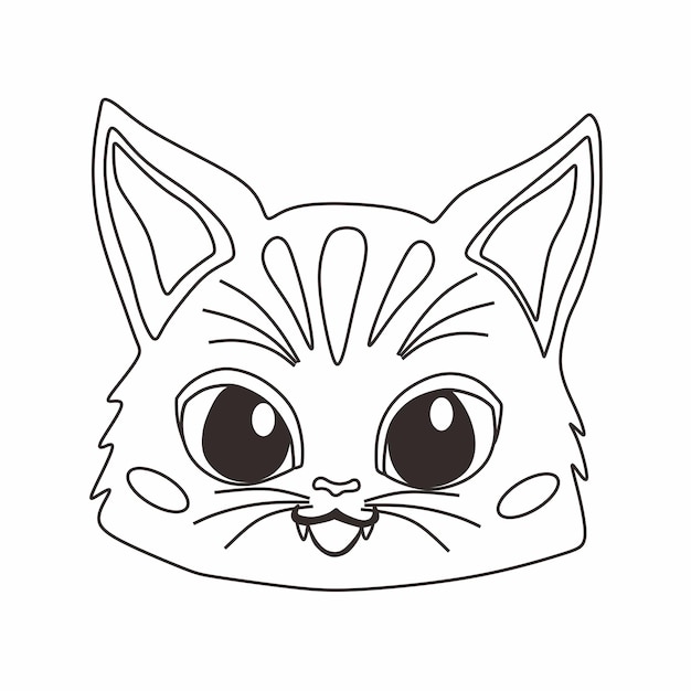Página para colorear de cara de gato bebé kawaii