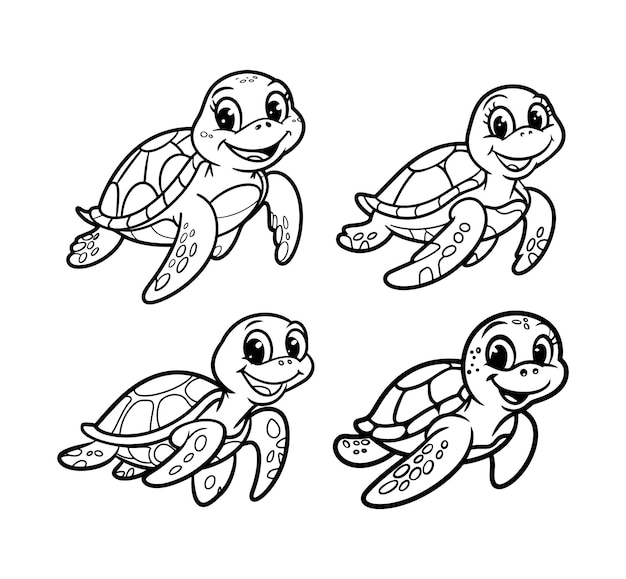 Página para colorear de las caricaturas de las tortugas marinas