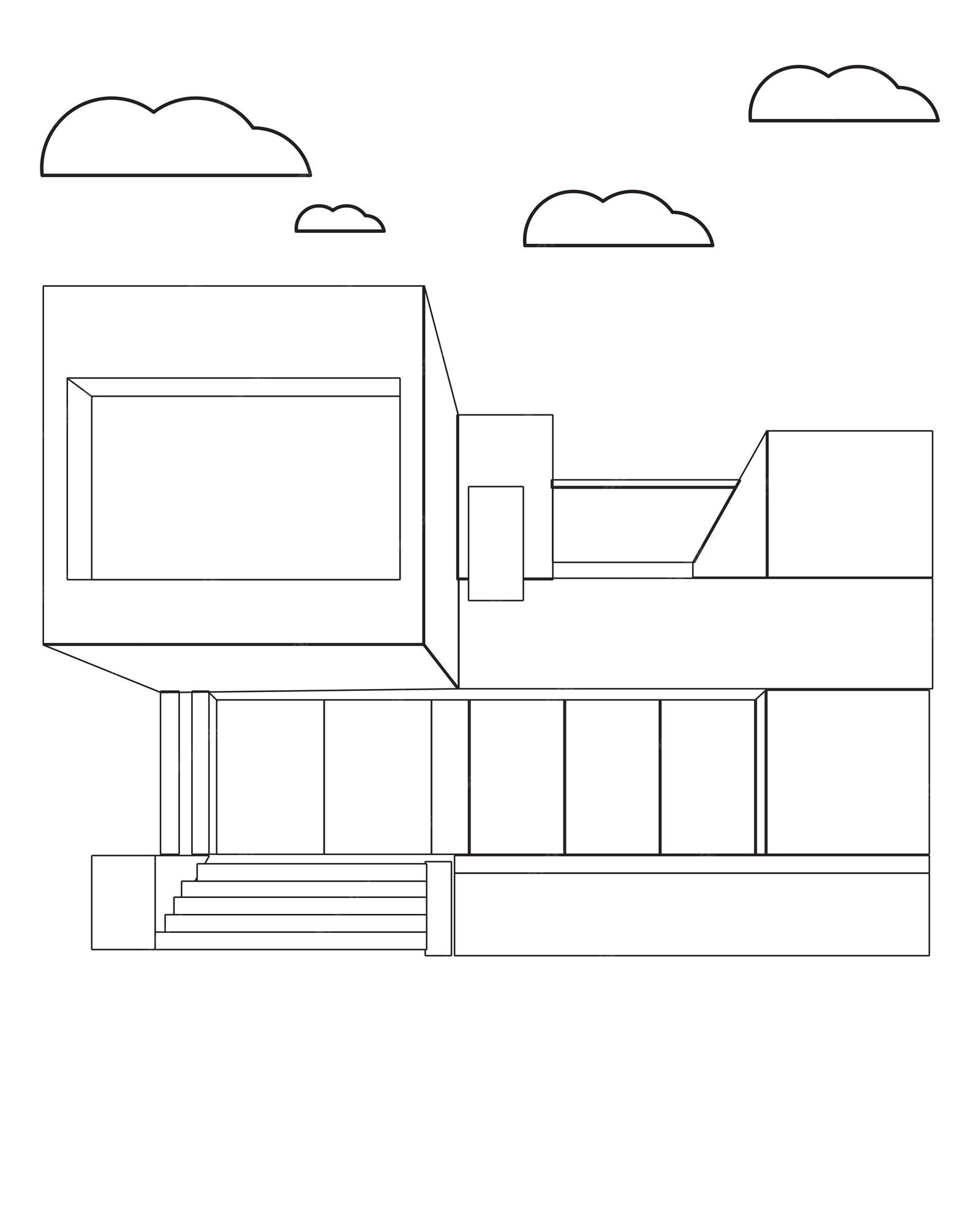 Pagina para colorear de casa moderna pagina para colorear facil | Vector  Premium