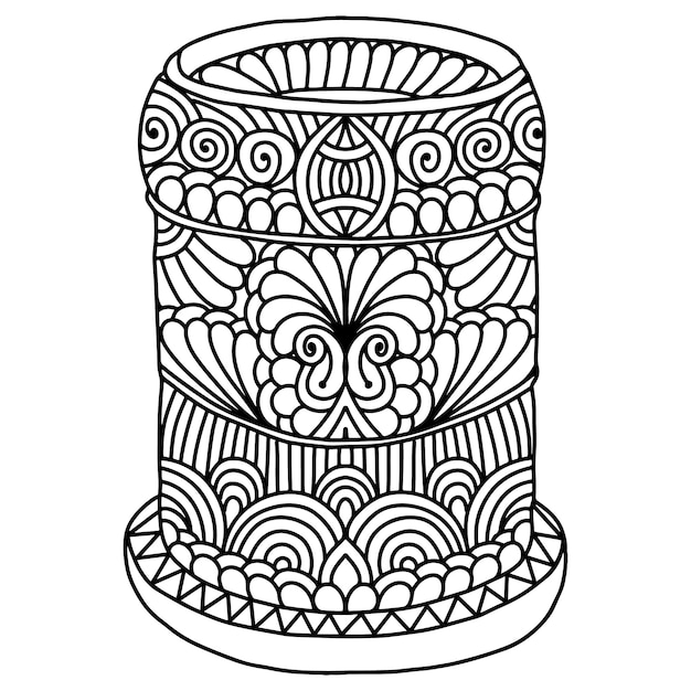 Página para colorear de cerámica Mandala dibujada a mano Página de colorear de Cerámica Mandala para adultos