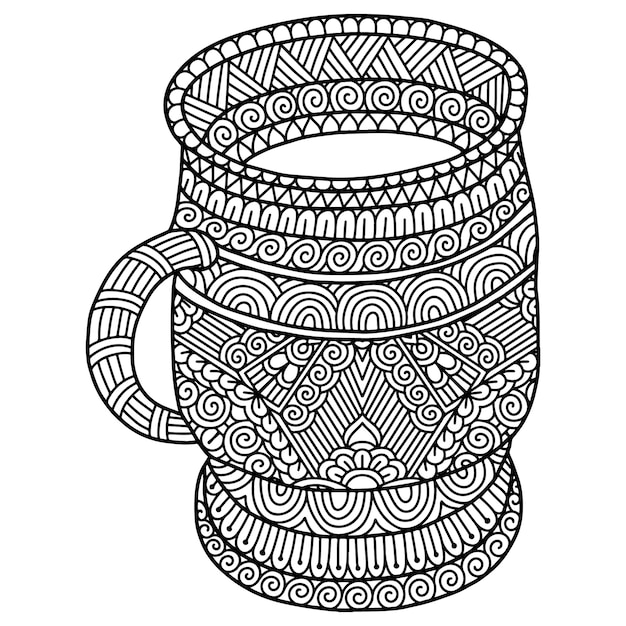 Página para colorear de cerámica Mandala dibujada a mano Página de colorear de Cerámica Mandala para adultos