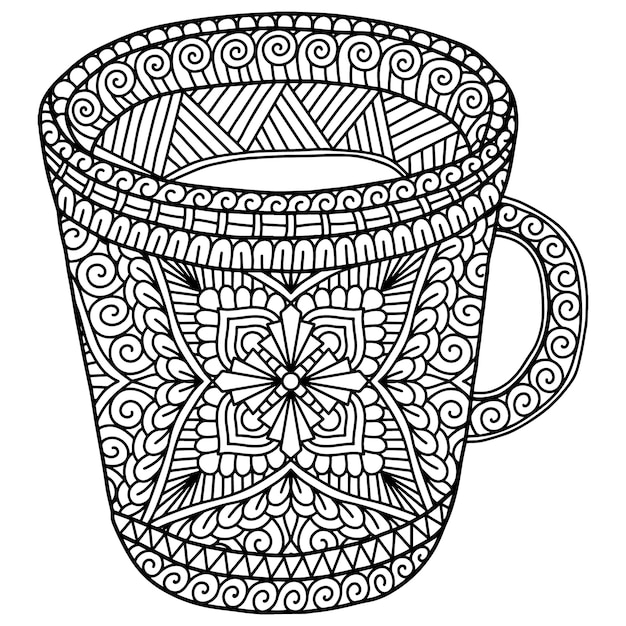 Página para colorear de cerámica Mandala dibujada a mano Página de colorear de Cerámica Mandala para adultos