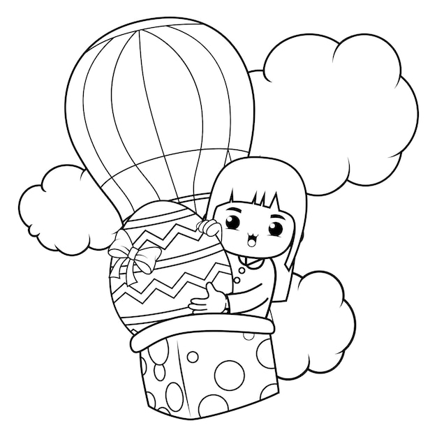 Página para colorear de la chica de Pascua para niños_1