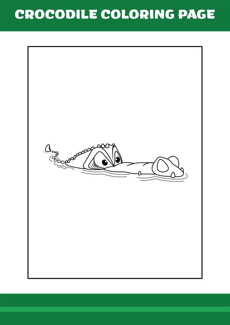 Vector página para colorear de cocodrilo ilustración de cocodrilo de dibujos animados para libro de colorear