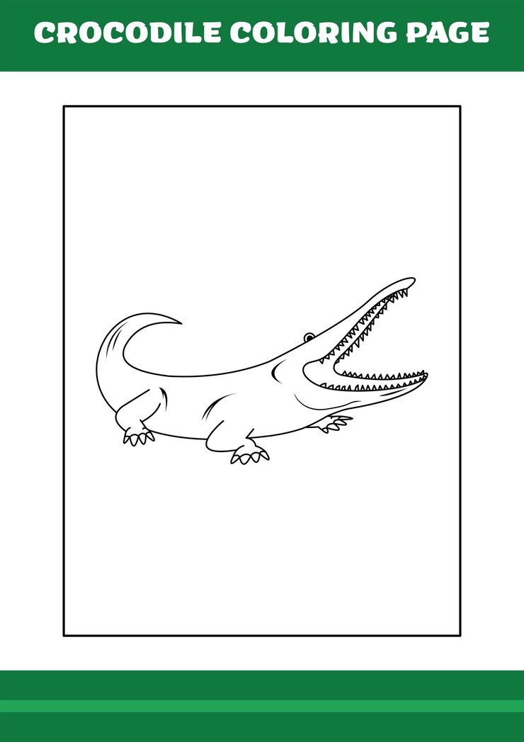 Vector página para colorear de cocodrilo ilustración de cocodrilo de dibujos animados para libro de colorear