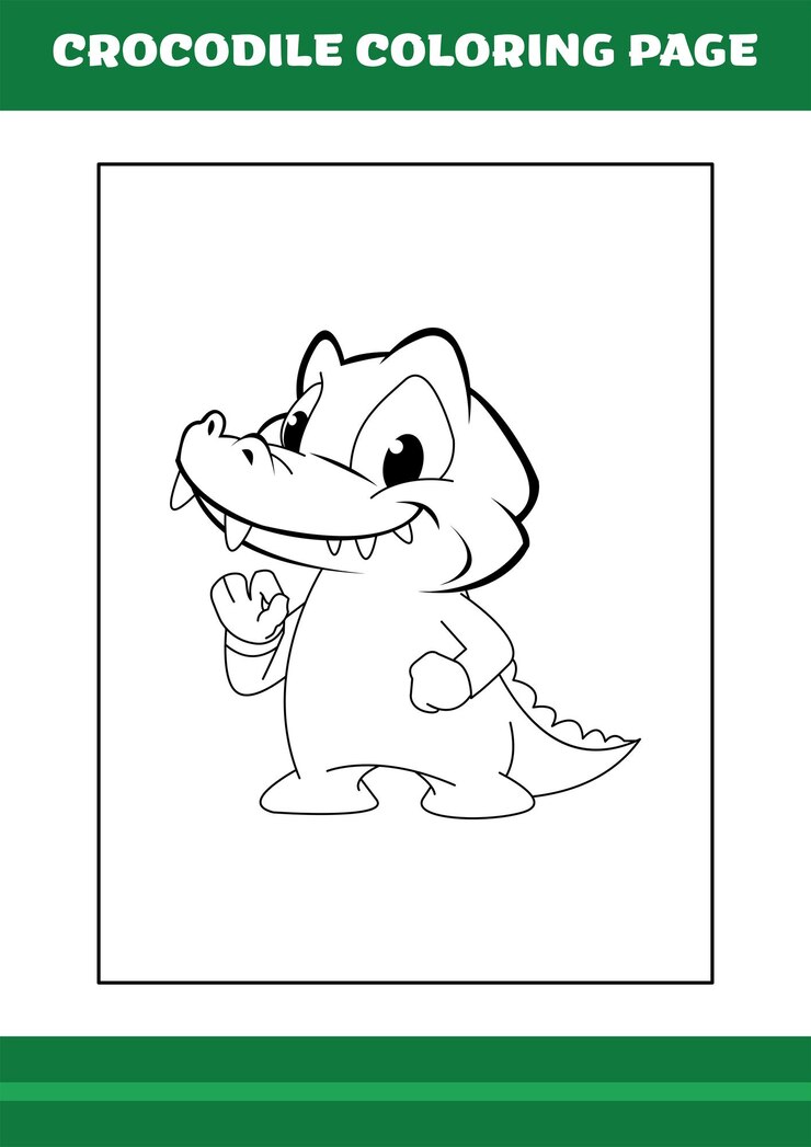 Vector página para colorear de cocodrilo ilustración de cocodrilo de dibujos animados para libro de colorear