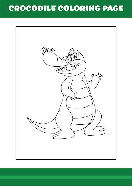 Página para colorear de cocodrilo ilustración de cocodrilo de dibujos animados para libro de colorear