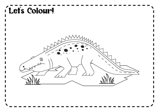 Página para colorear Un cocodrilo prehistórico