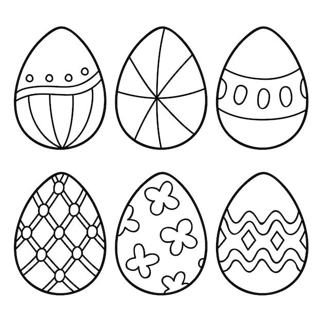 Vector página para colorear de la colección de huevos de pascua de dibujos animados