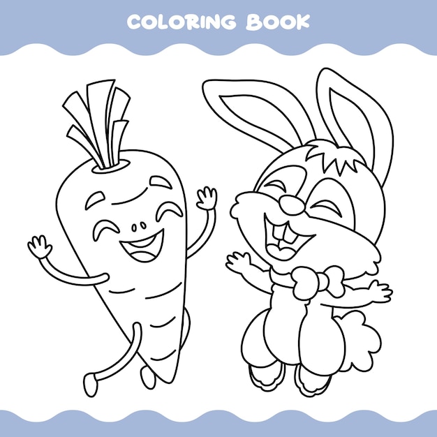 Página para colorear con conejo de dibujos animados